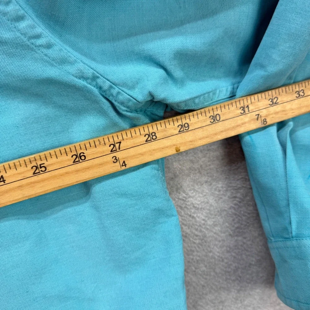 Carbon 2 Cobalt Shirt Mens XXL Teal Silk Linen Cotton Long Sleeve Button Up - Picture 7 of 9